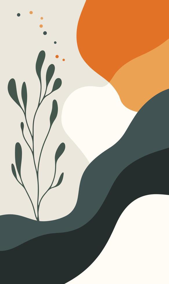 A colorful abstract background with a plant vector