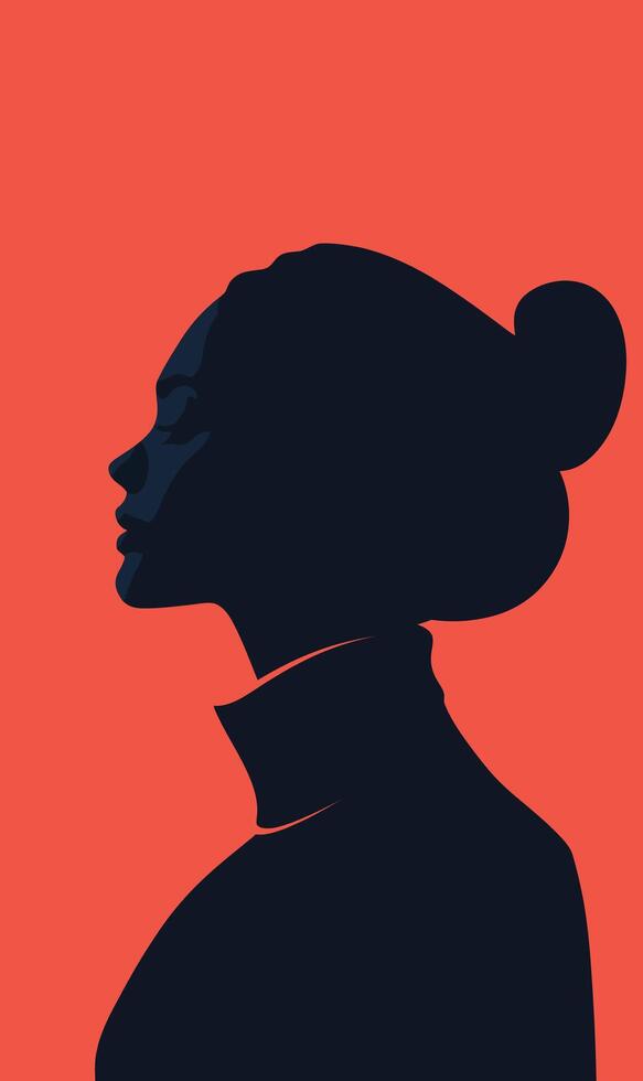 A silhouette of a woman's head with a bun in the back vector