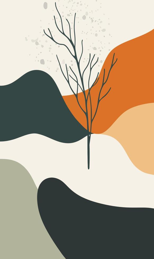 A tree is standing alone in the middle of a field vector