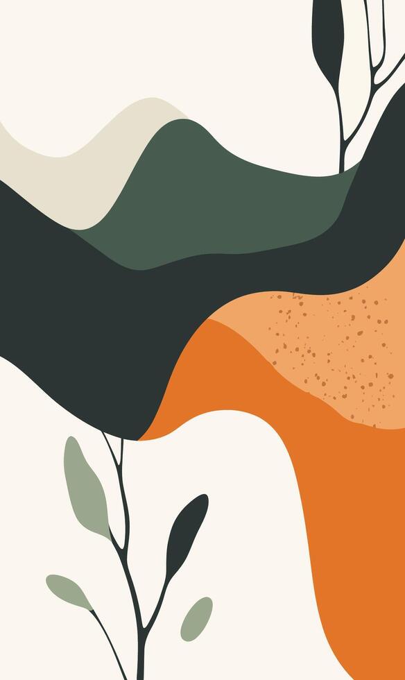 Abstract background with leaves and mountains vector