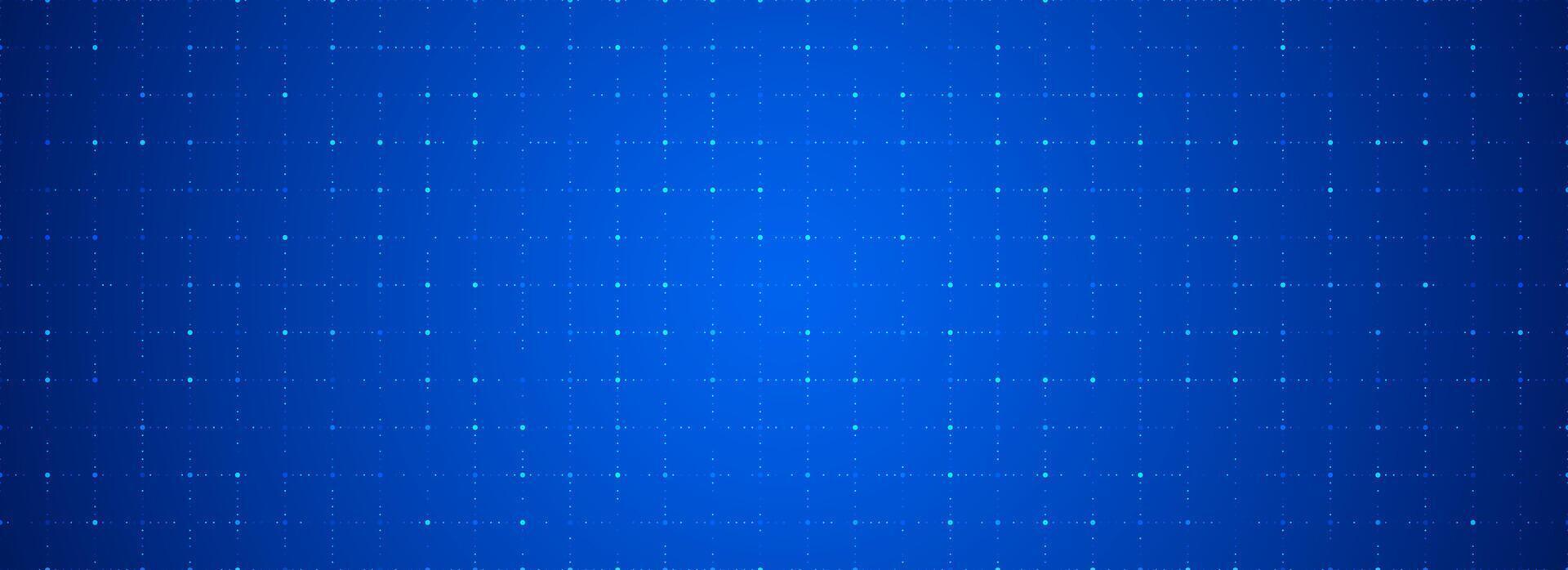 Blue glowing dot grid background. Dotted tech square network backdrop. Abstract checkered dashboard pattern for science, technology, business, healthcare, medicine design template. vector