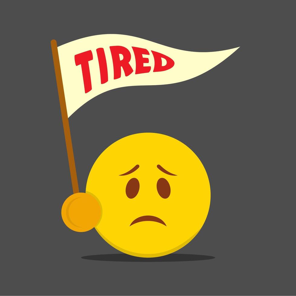 Tired emoticon on white grey vector