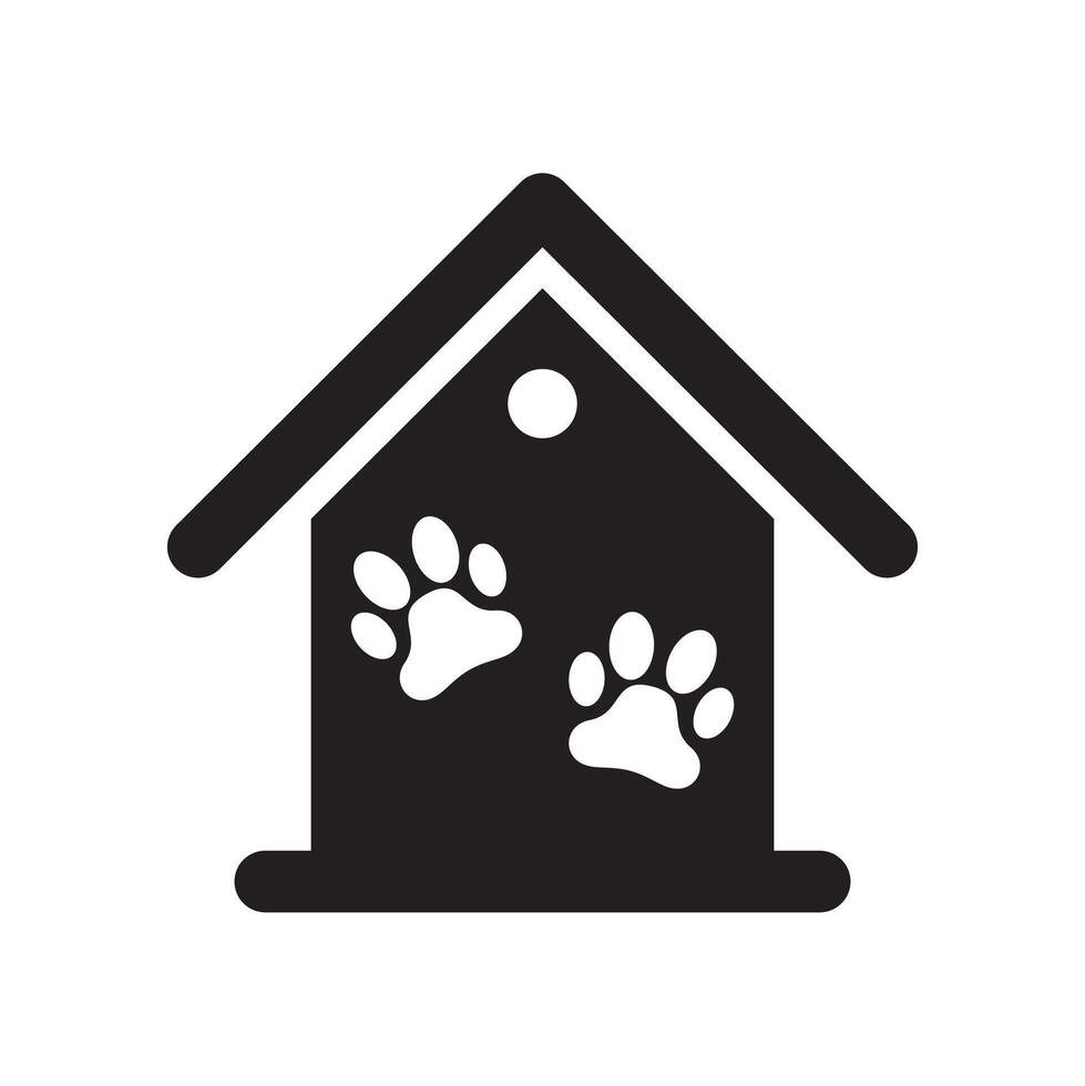 Animal cage silhouette icon with footprint symbol vector