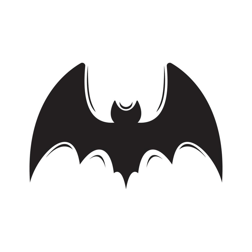 Bat with spread wings silhouette illustration spooky flying vector