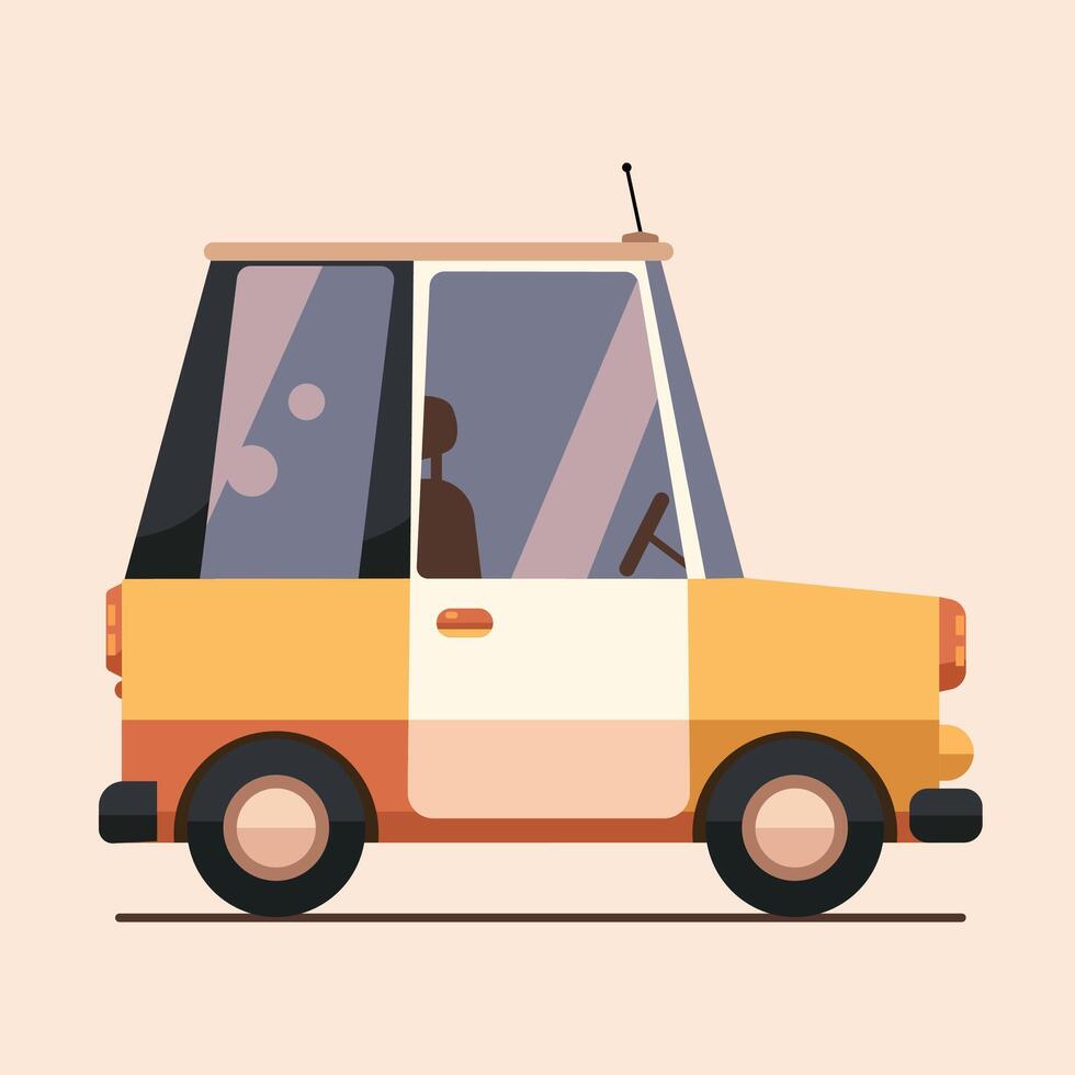 Minimalist Illustration of a Compact Retro Car on Beige Background vector