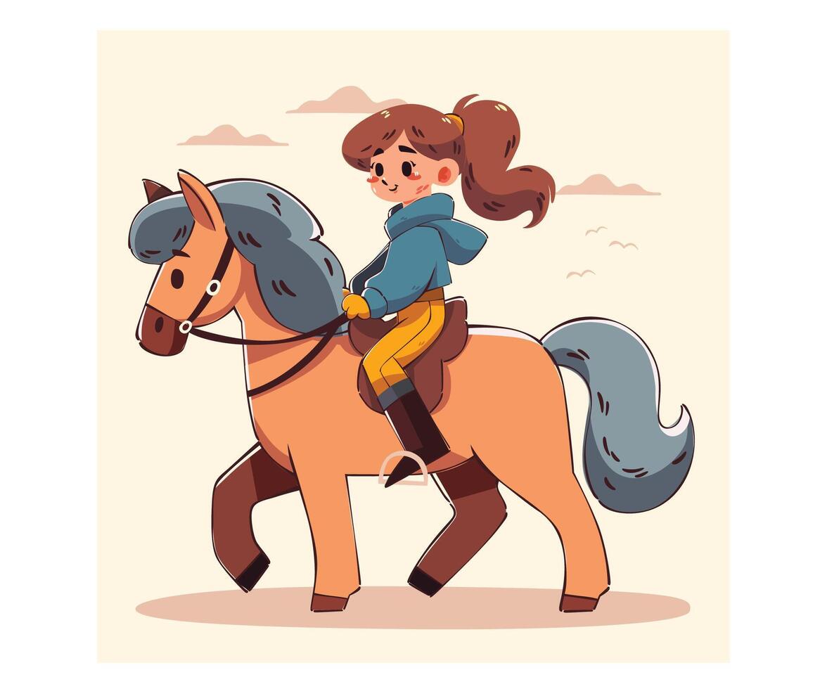 Girl Riding a Horse vector