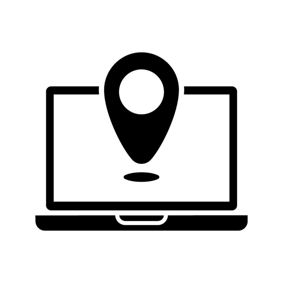 laptop with location pin icon vector