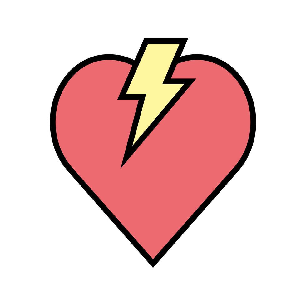 heart with a lightning bolt illustration of a defibrillator heart attack icon vector