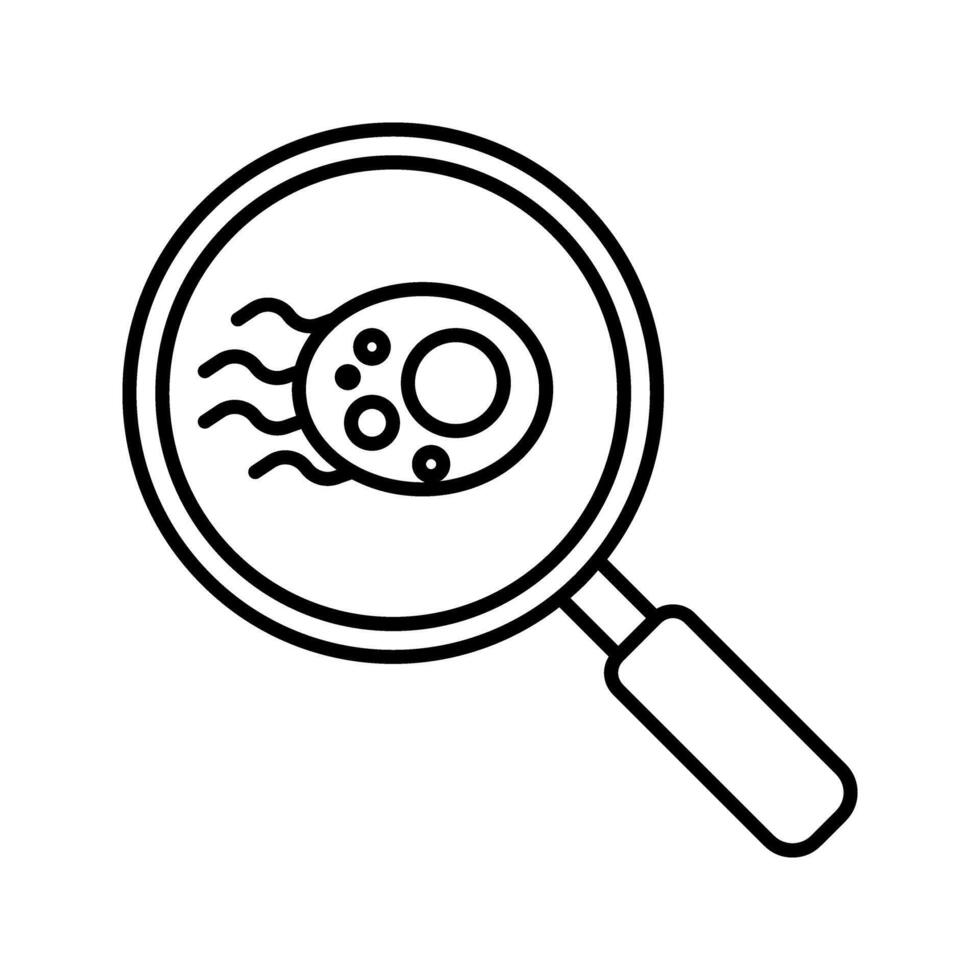 magnifying glass searching for a bacteria icon vector