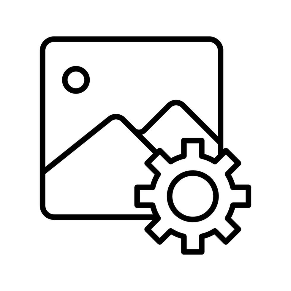 picture icon with cogwheel illustration of multimedia settings vector