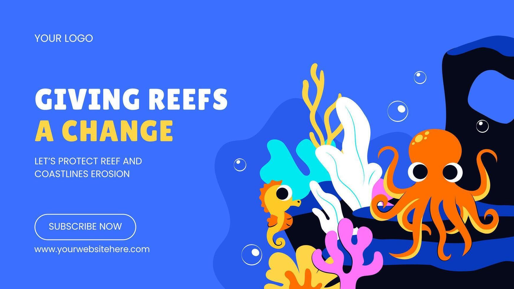 Flat Style Hand-Drawn Coral Reef Ecosystem Awareness Thumbnail Illustration vector