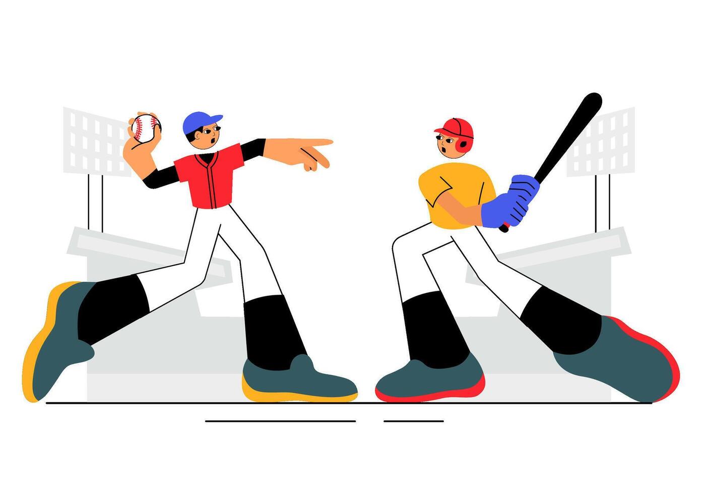 Baseball Training and Match Concept with Equipment and Stadium vector