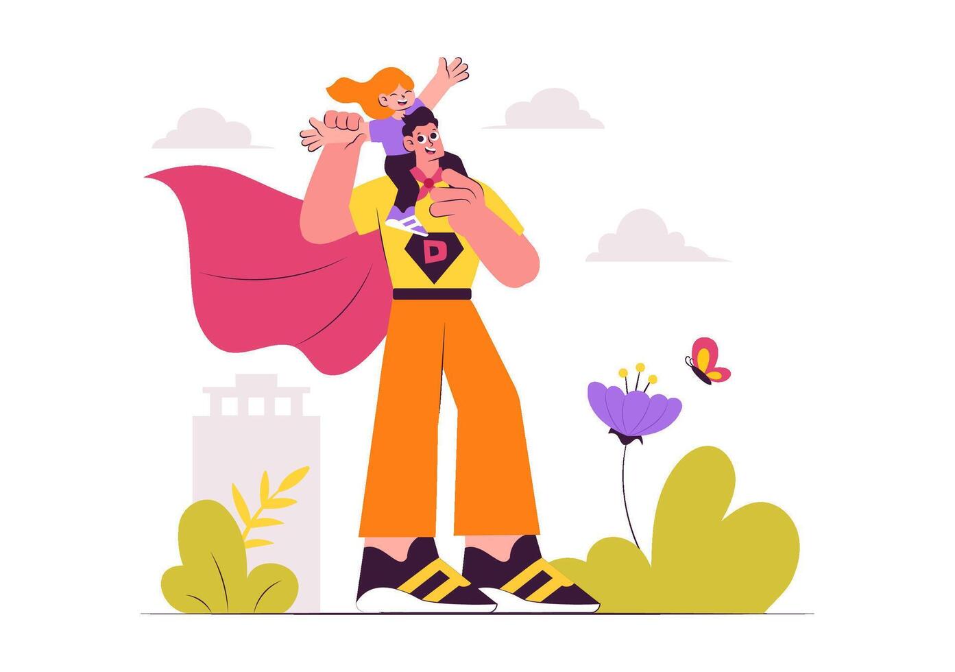 Illustration of a Father Enjoying Time with Son or Daughter on June 15 vector