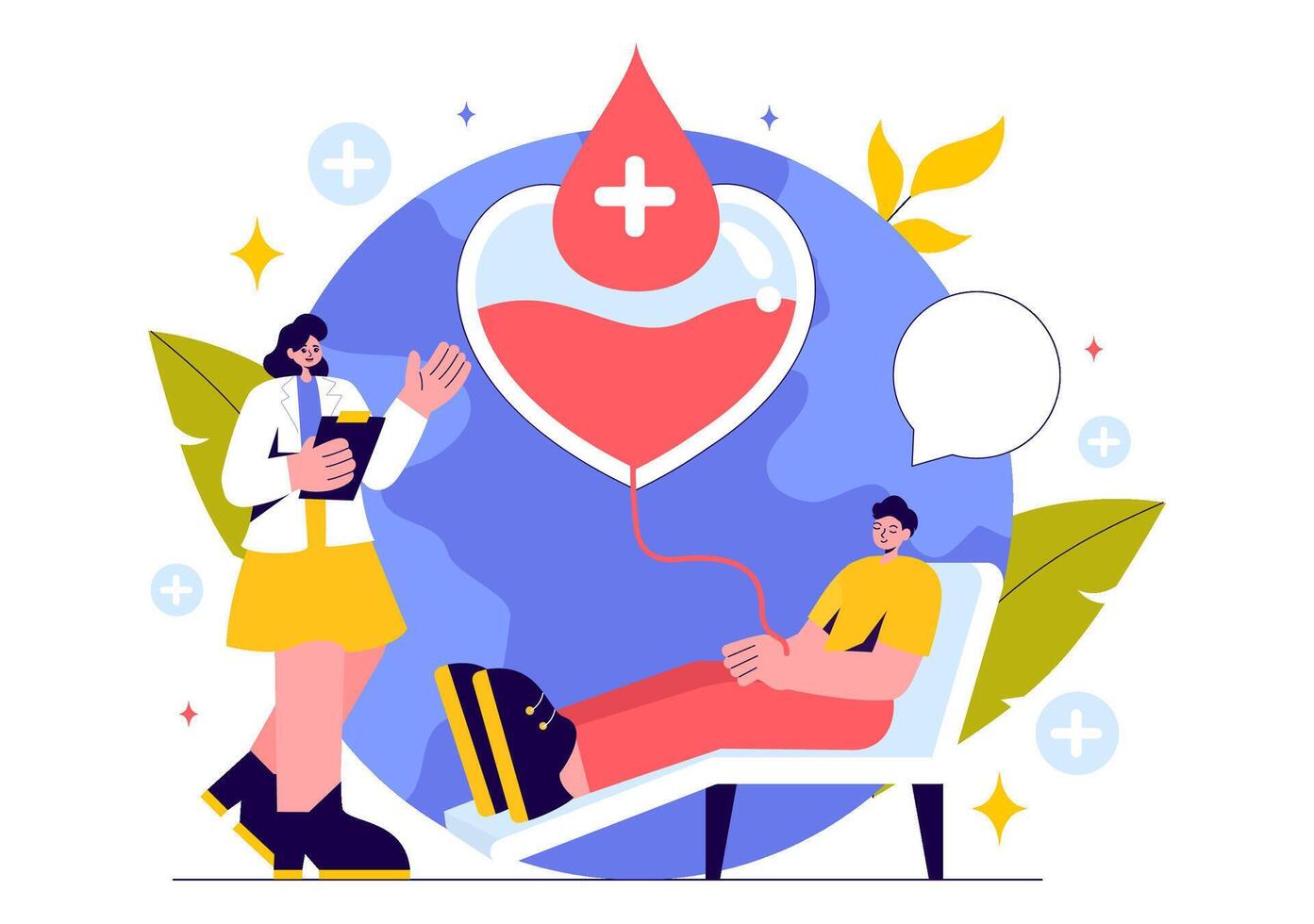 Donating Blood to Save Lives Concept in Flat Style Background vector