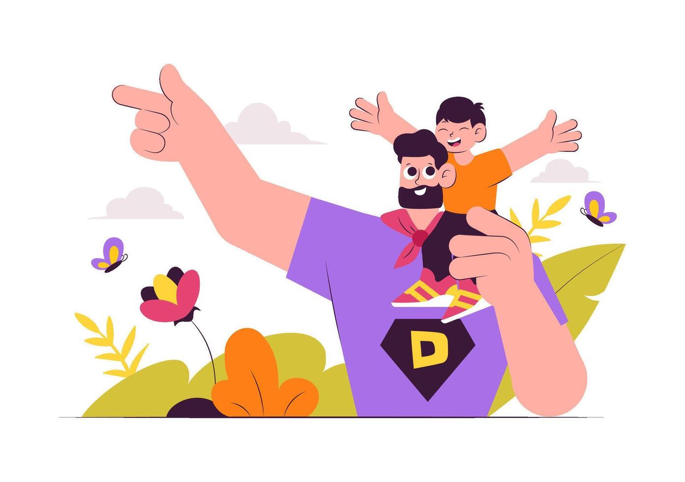 Father's Day with Family Moments in a Cartoon Style Background vector
