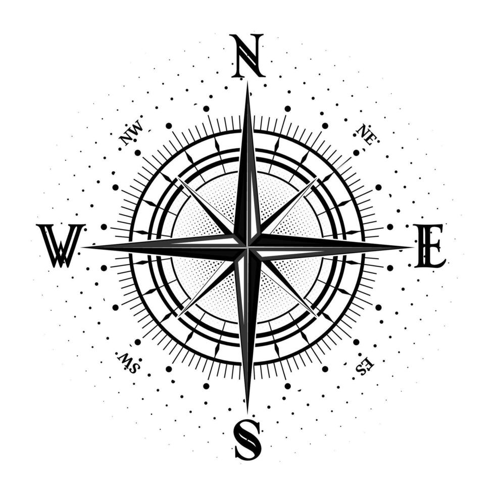 Compas Image and illustration on white bakground vector