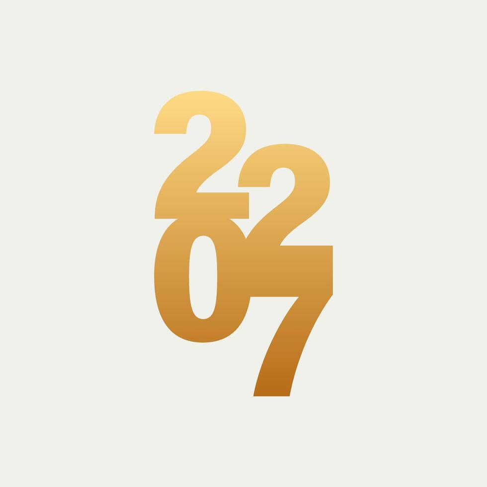 new year 2027 design with gold text on white background. vector