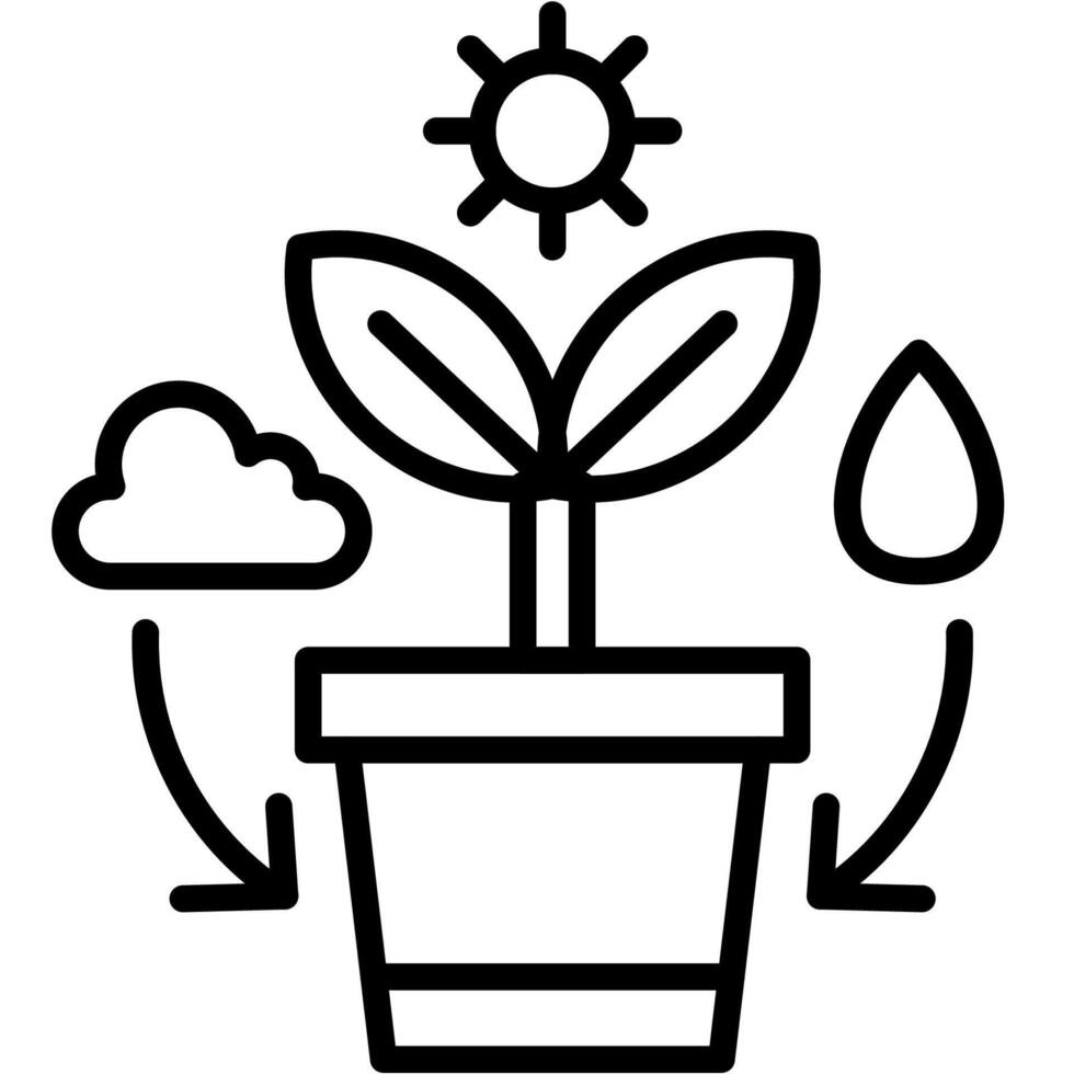 Photosynthesis process outline style vector