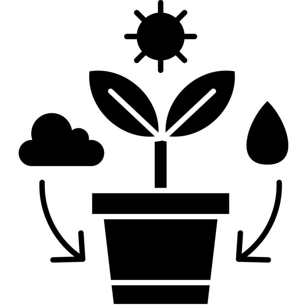 Photosynthesis process solid style vector