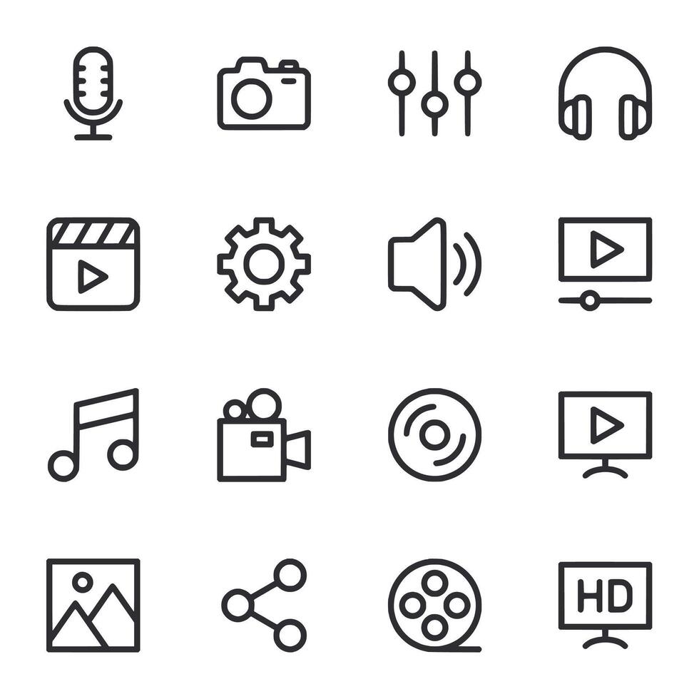 A set of icons for various media and entertainment devices vector