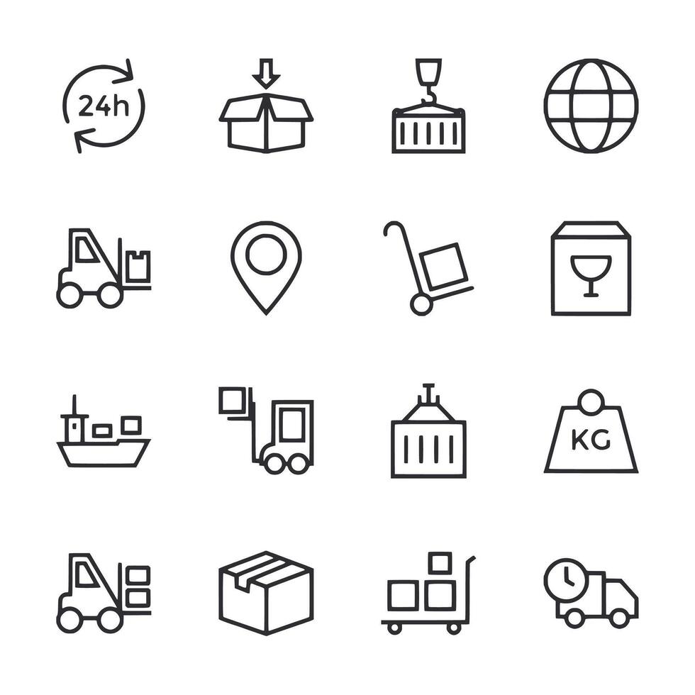 A set of icons for various types of transportation and logistics vector