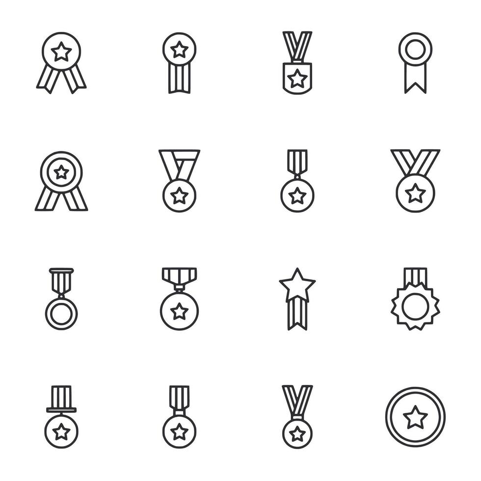A set of medals and awards with stars and ribbons vector