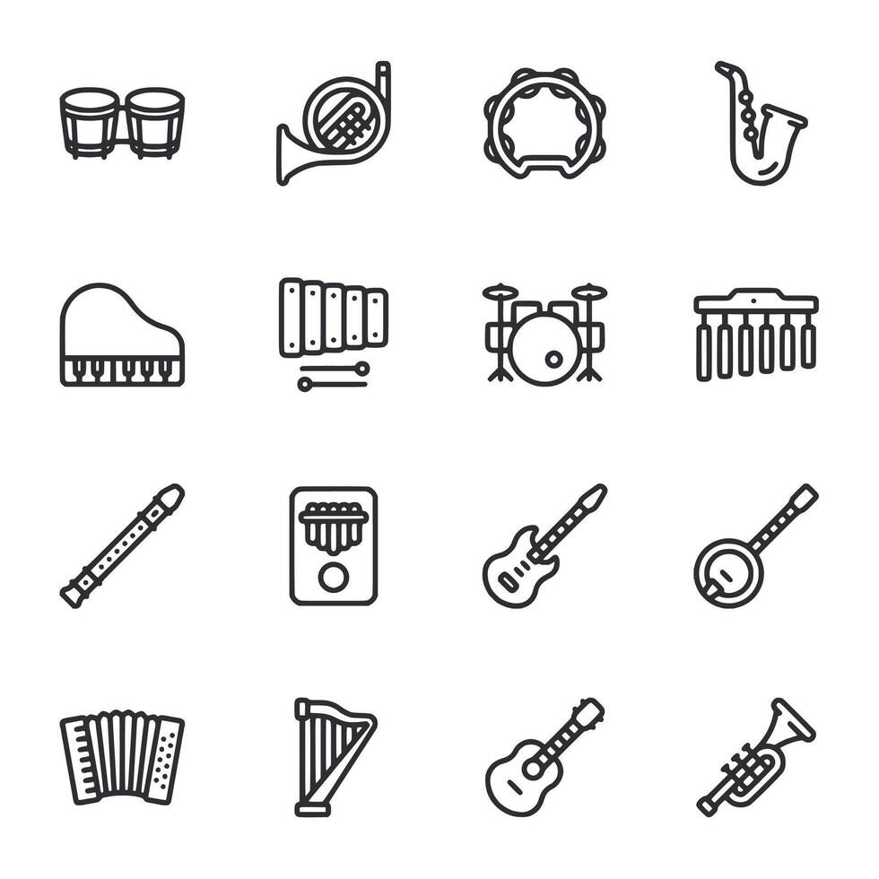 A set of musical instruments and accessories vector