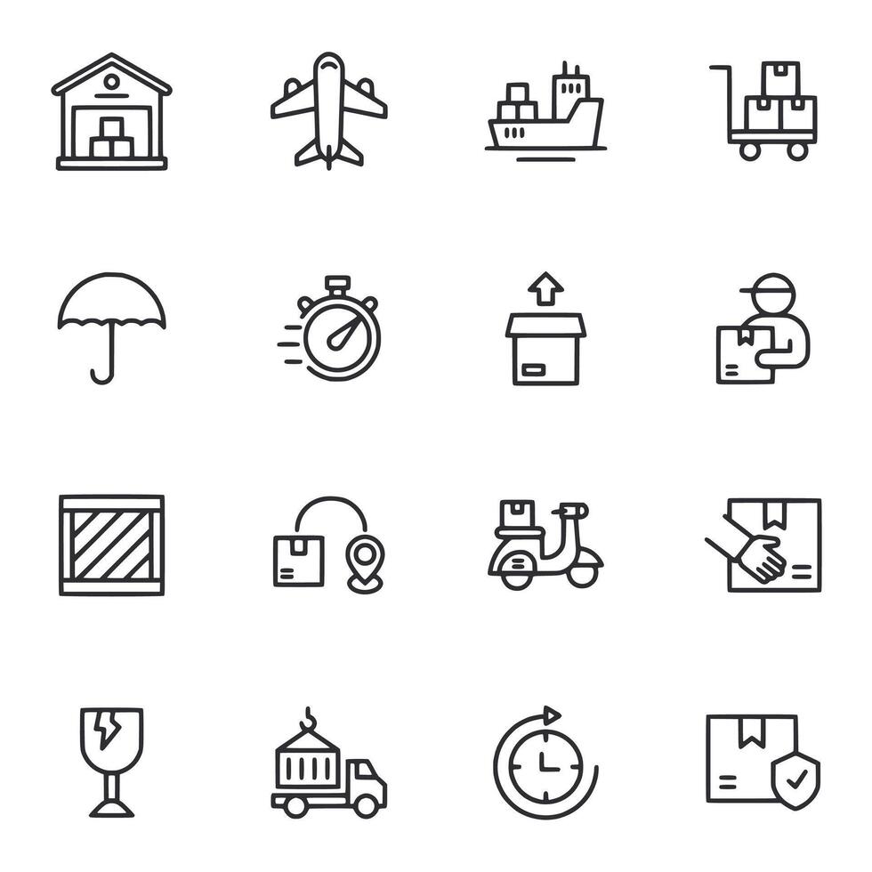 A set of icons for transportation and delivery services vector
