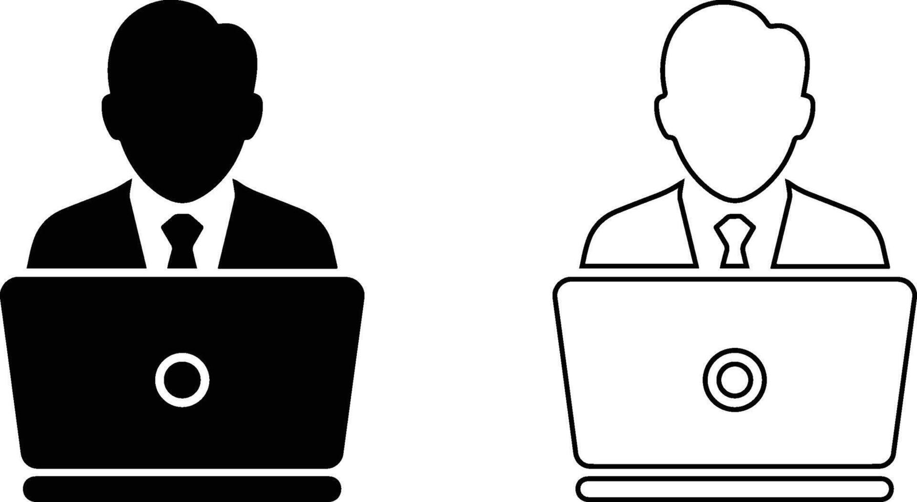 Minimalist Business Professional Icon at Laptop vector