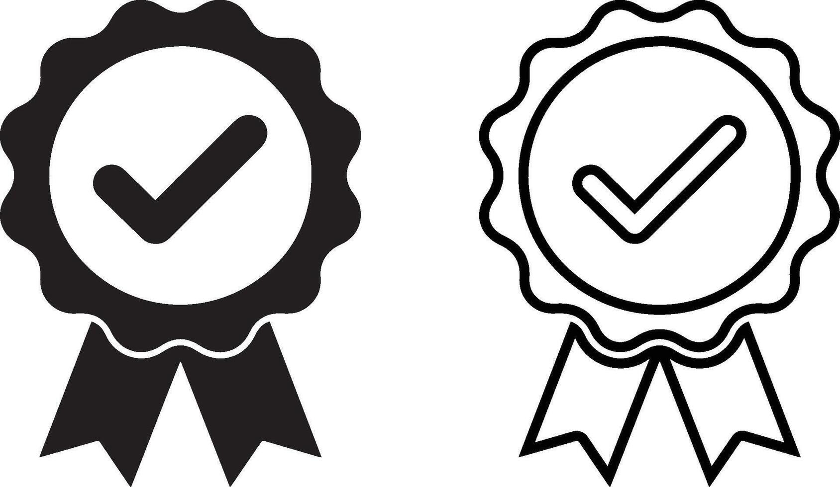 Minimalist Black and White Rosette Award Icon with Checkmark vector