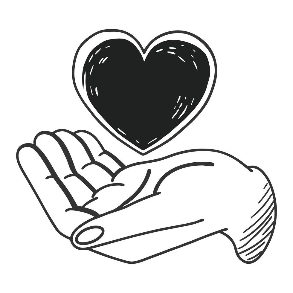 Continuous one line drawing hand hart vector