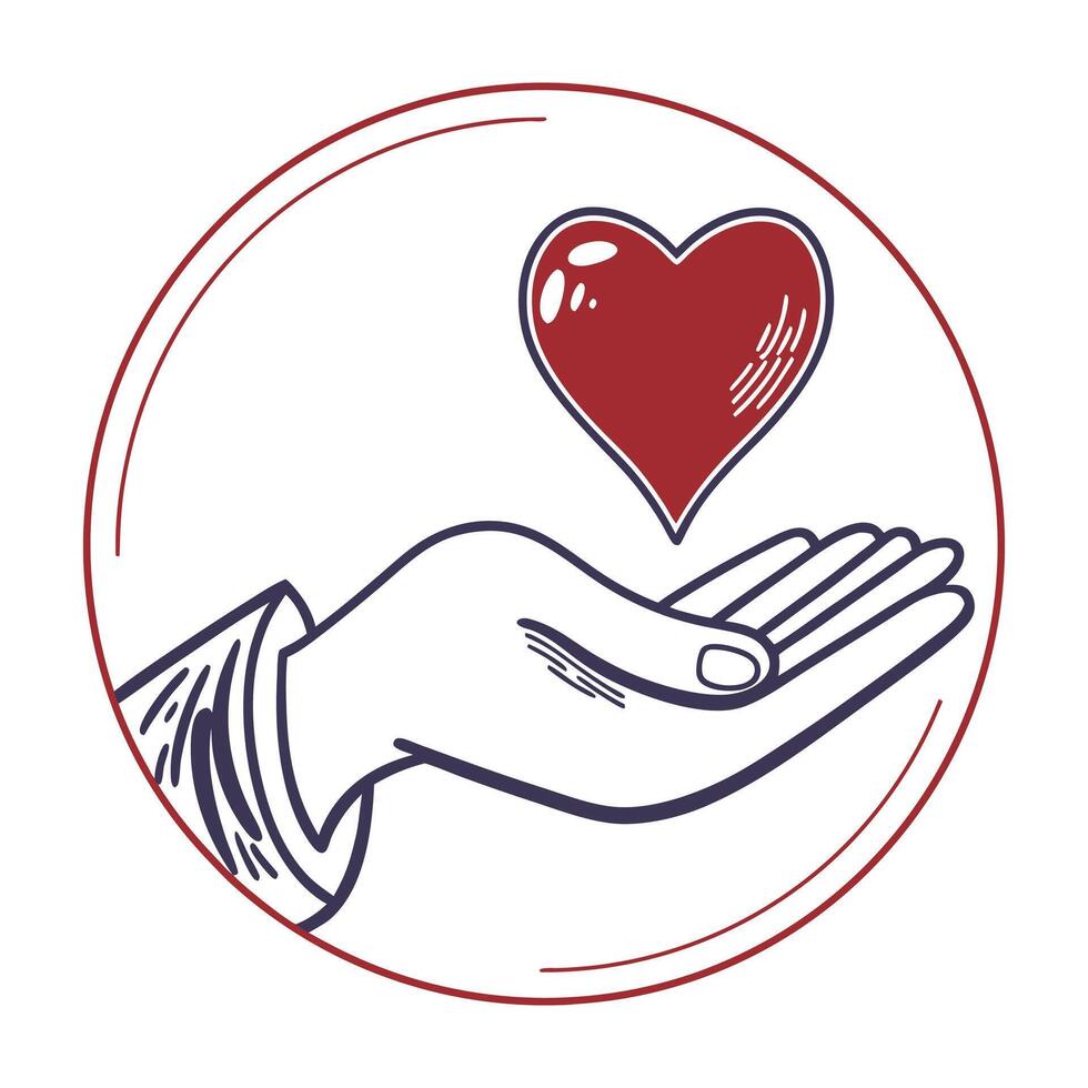 Continuous one line drawing hand red hart vector