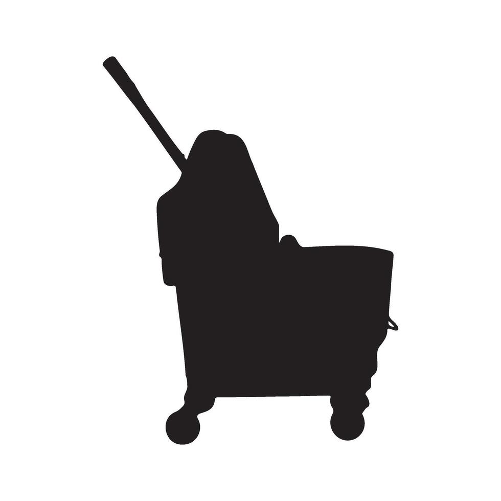 Rectangular Mop Bucket and Down Press Wringer Silhouette Illustration vector
