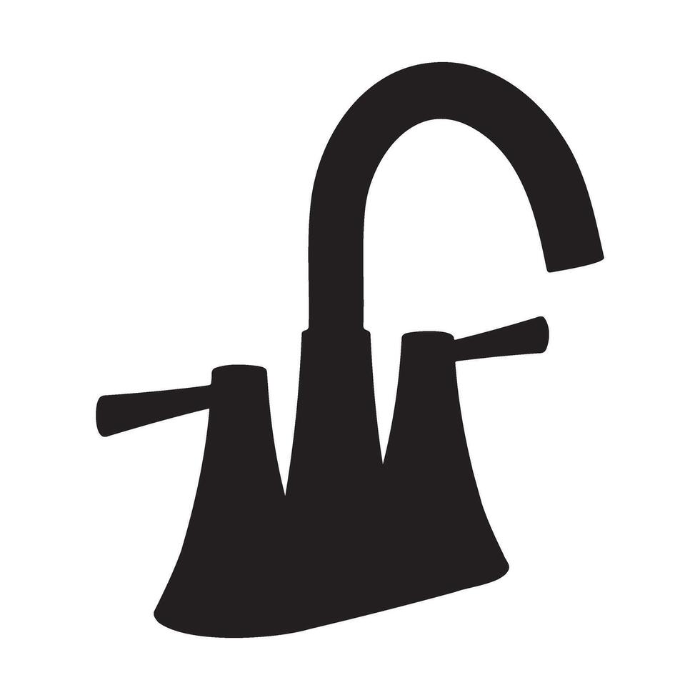 Two-Handle Bathroom Faucet Silhouette Illustration vector