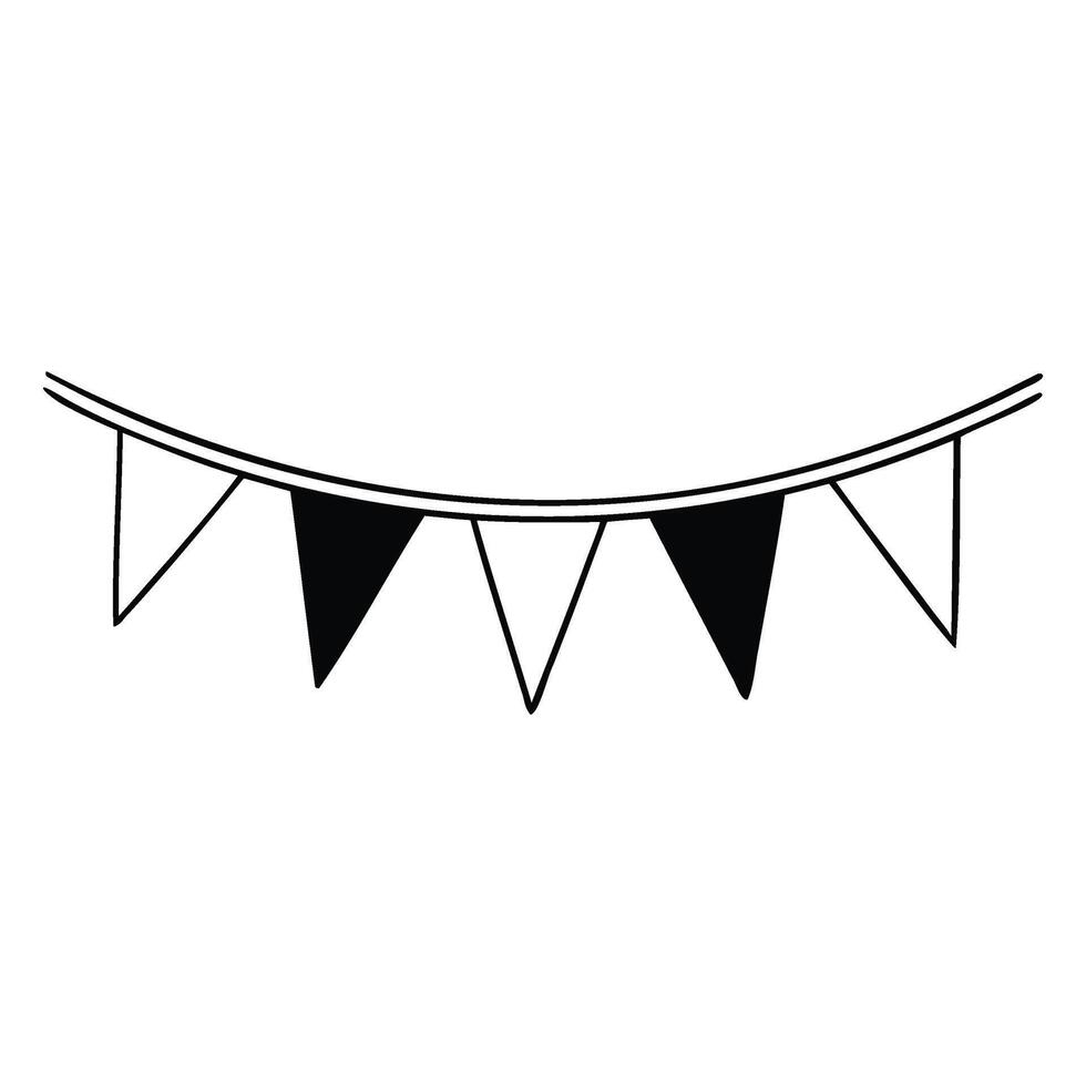 Garland with Triangle Flags Illustration, Simple Outline Design vector