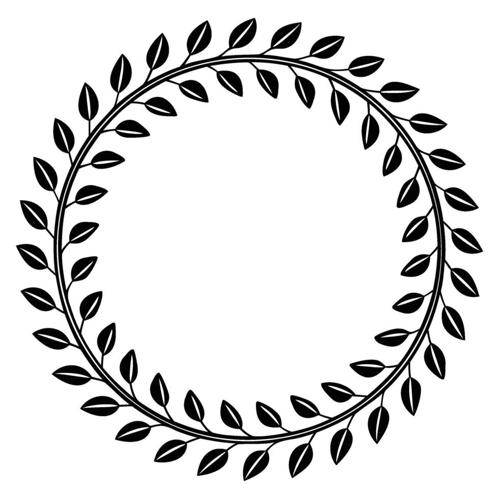 Laurel Wreath Illustration, Circular Frame Design vector