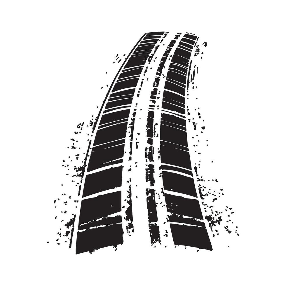 Tire tracks with grunge texture silhouette illustration vector