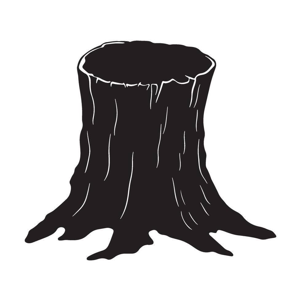 Tree stump silhouette illustration vector