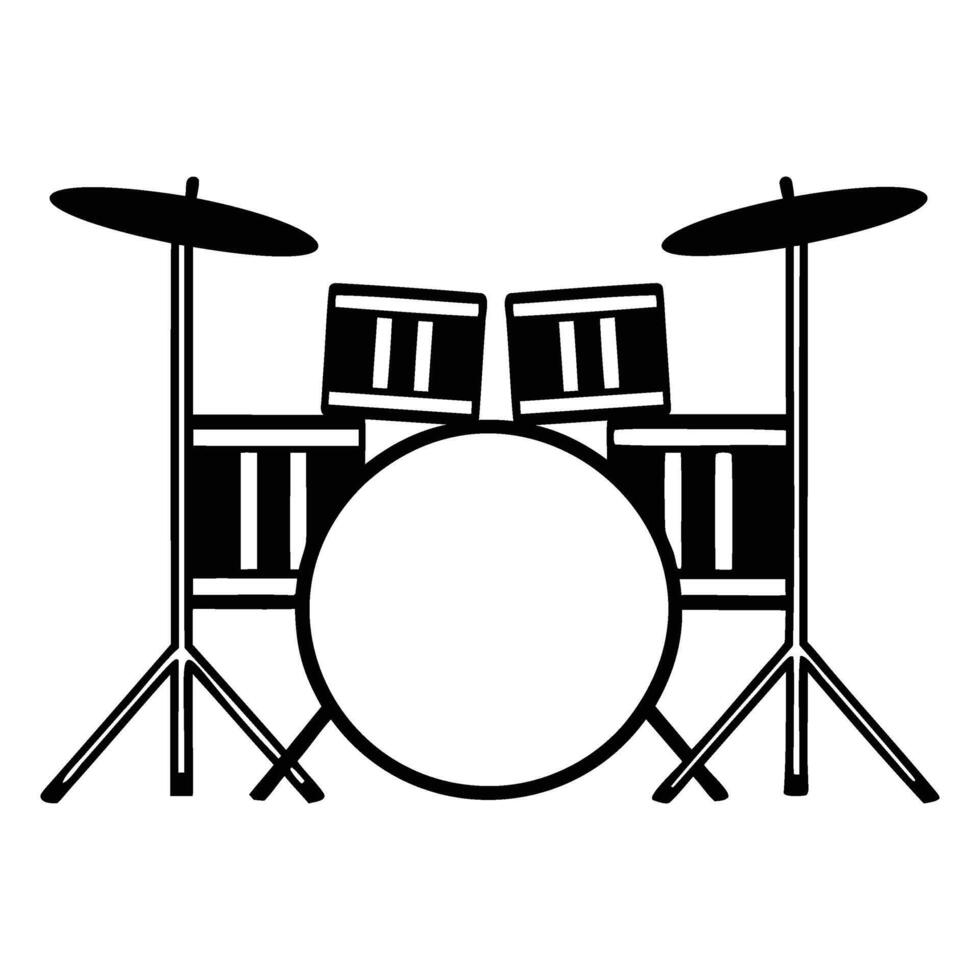 Full Drum Set Silhouette Illustration vector