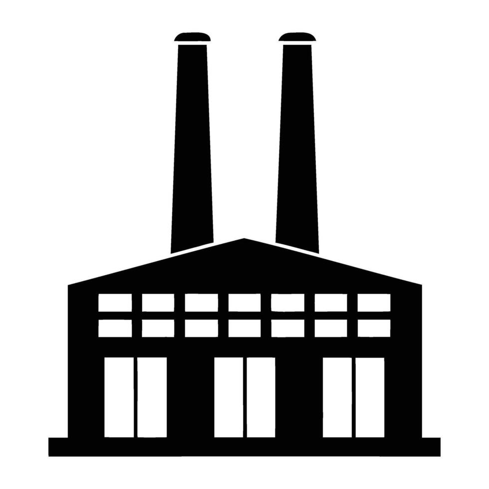 Factory Silhouette Illustration with Two Chimneys vector