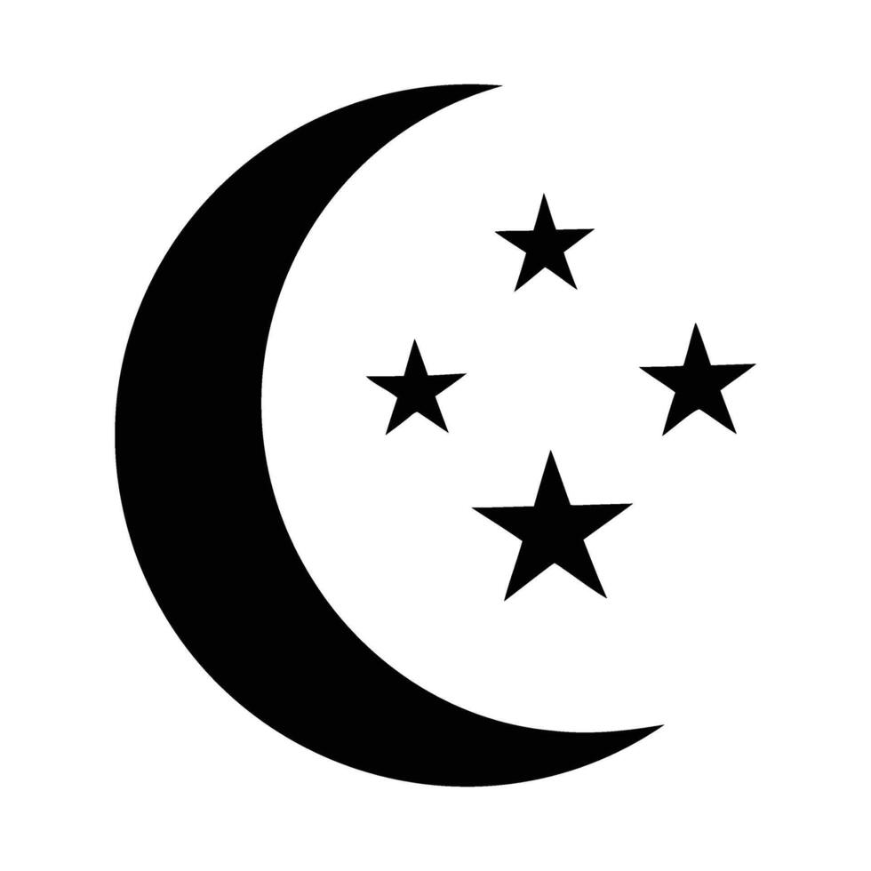 Crescent Moon and Stars Icon Illustration vector