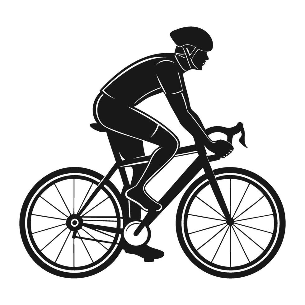 Cyclist Silhouette on Road Bike Illustration vector
