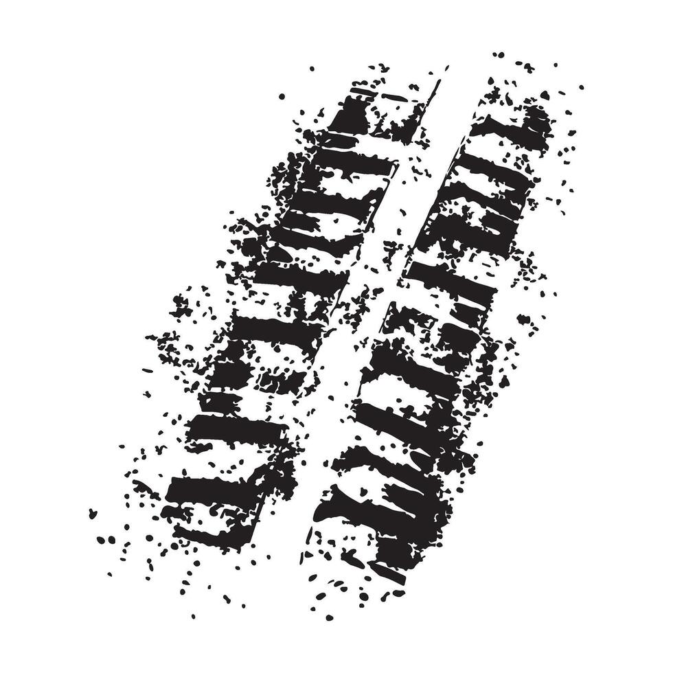 Grunge tire track drifting texture silhouette illustration vector