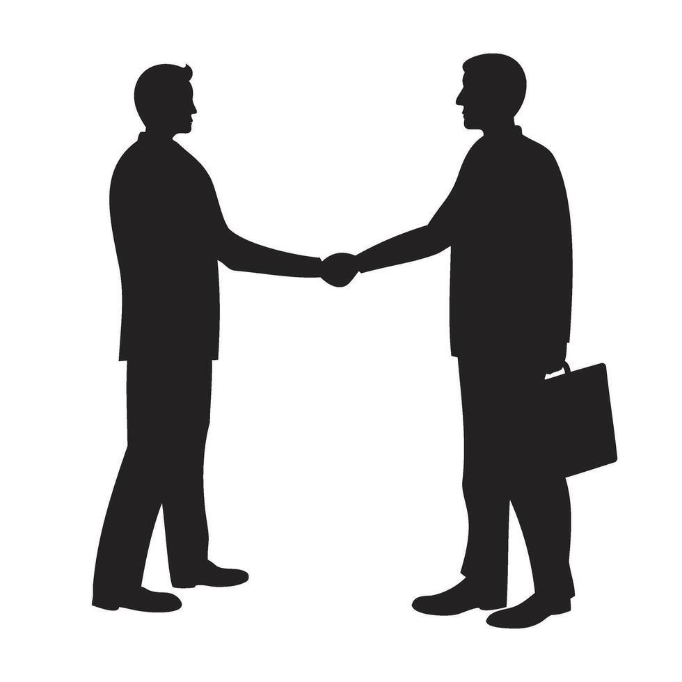 Businessmen Handshake Silhouette, Agreement and Partnership vector