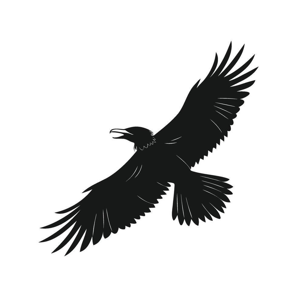 Silhouette of a Flying Eagle with Outstretched Wings illustration vector