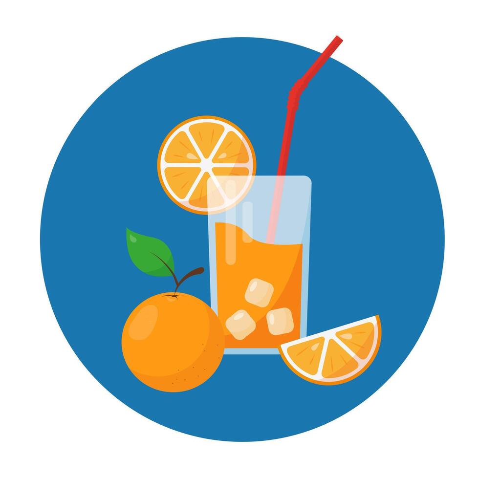 Fresh orange juice in glass icon. Weight loss diet vitamin C smoothie. Detox fruit cocktail for healthy dieting. vector