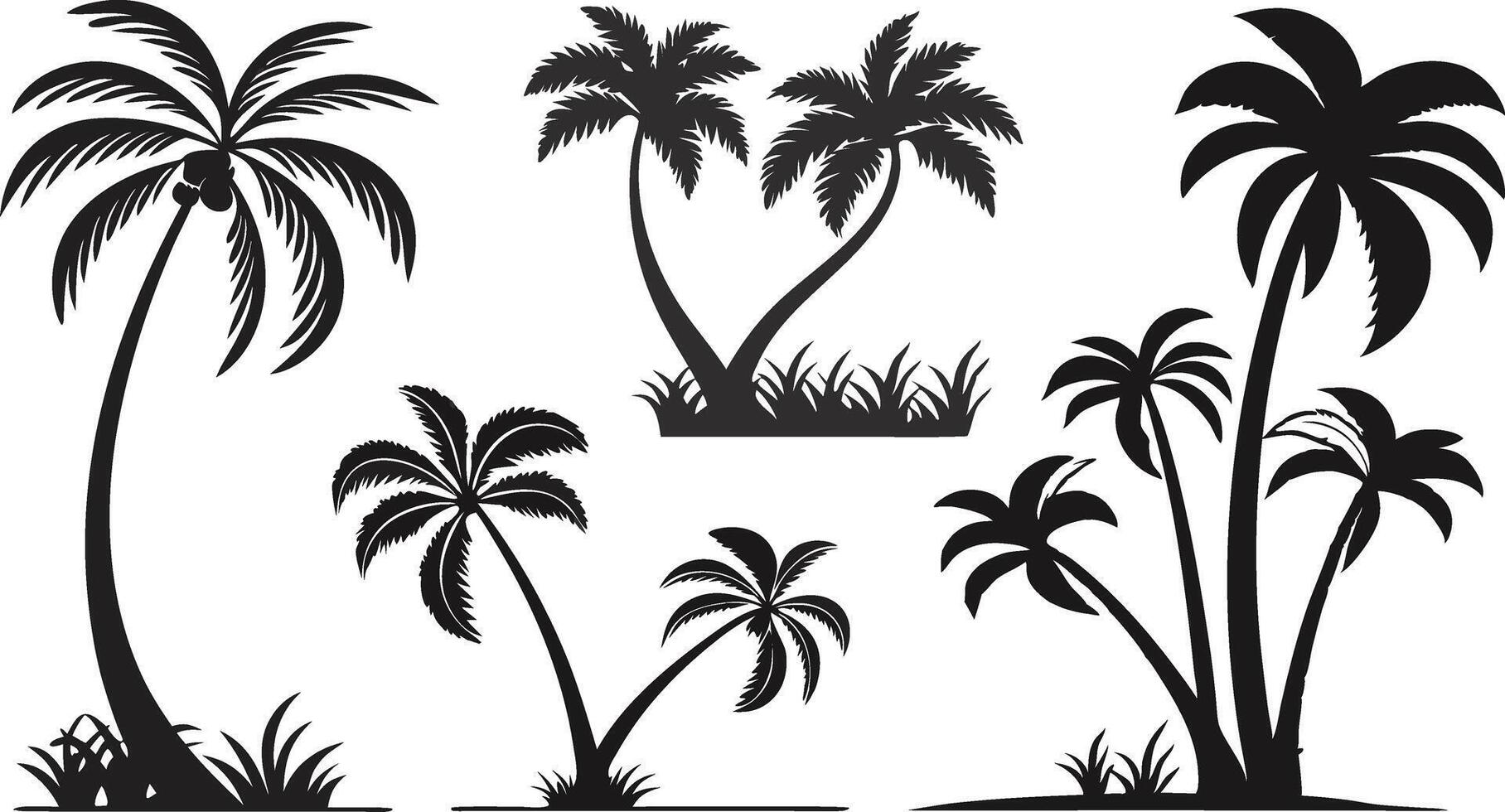 Palm Tree Silhouettes Set for Summer and Beach Art vector