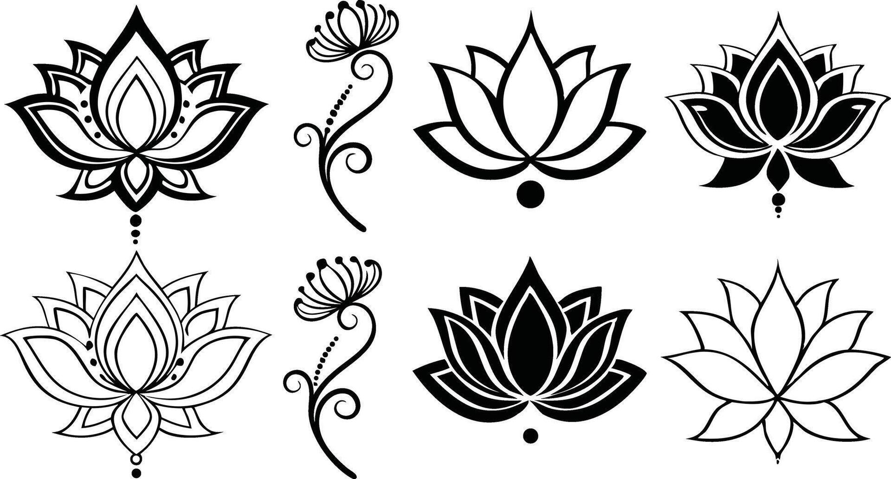 Elegant Lotus Icon Set for Branding and Logos vector