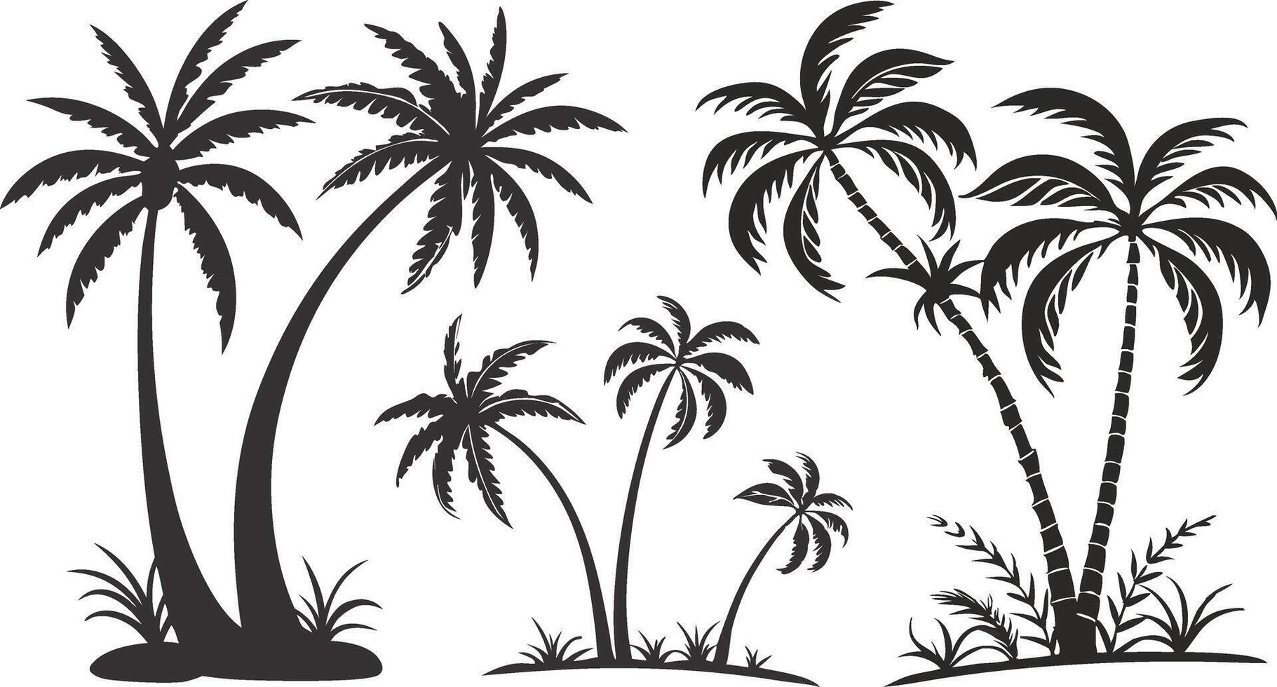 Palm Tree Silhouettes for Surf and Island Graphics vector