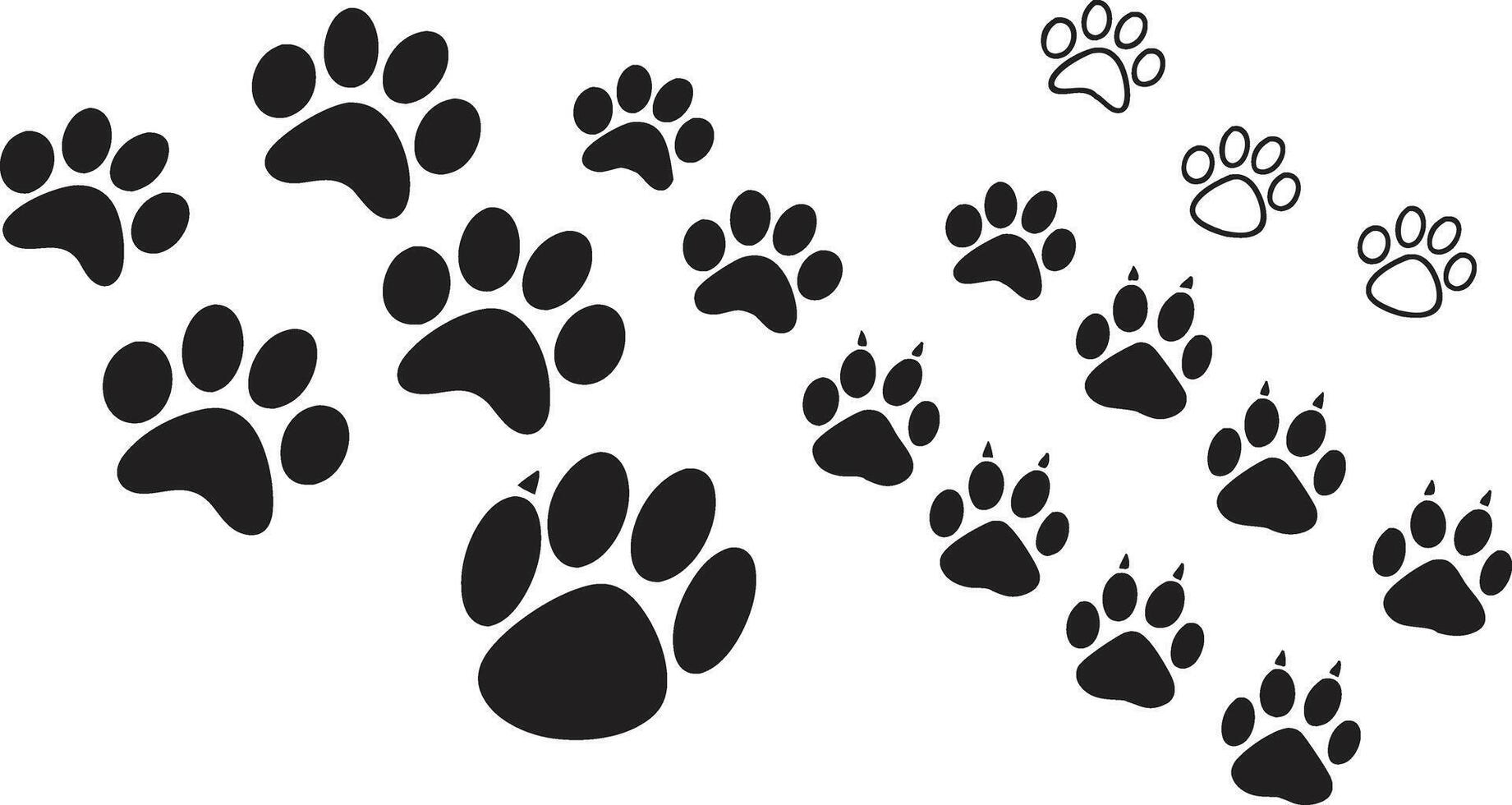 Cat and Dog Footprint Silhouettes for Creative Use vector